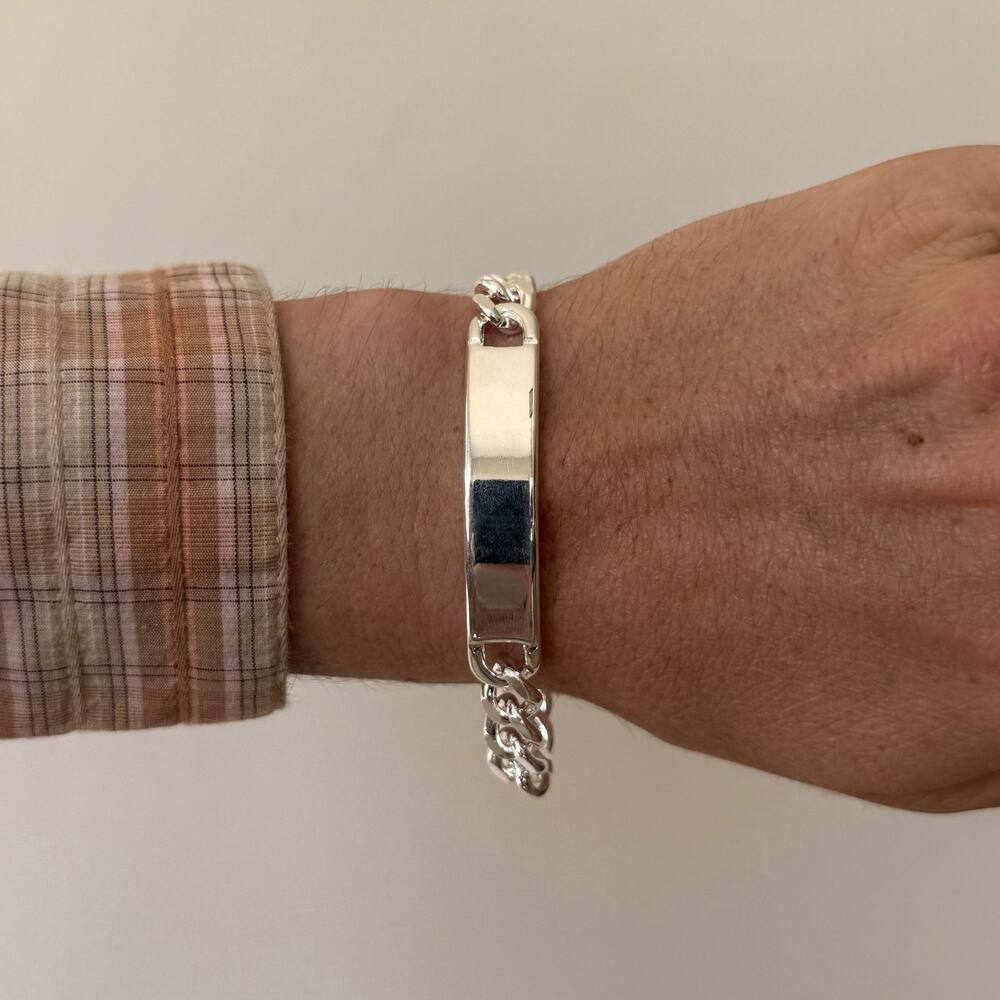 Vintage 925 Silver Cuban Link Bracelet 7.5 Inch Unisex Streetwear Jewelry